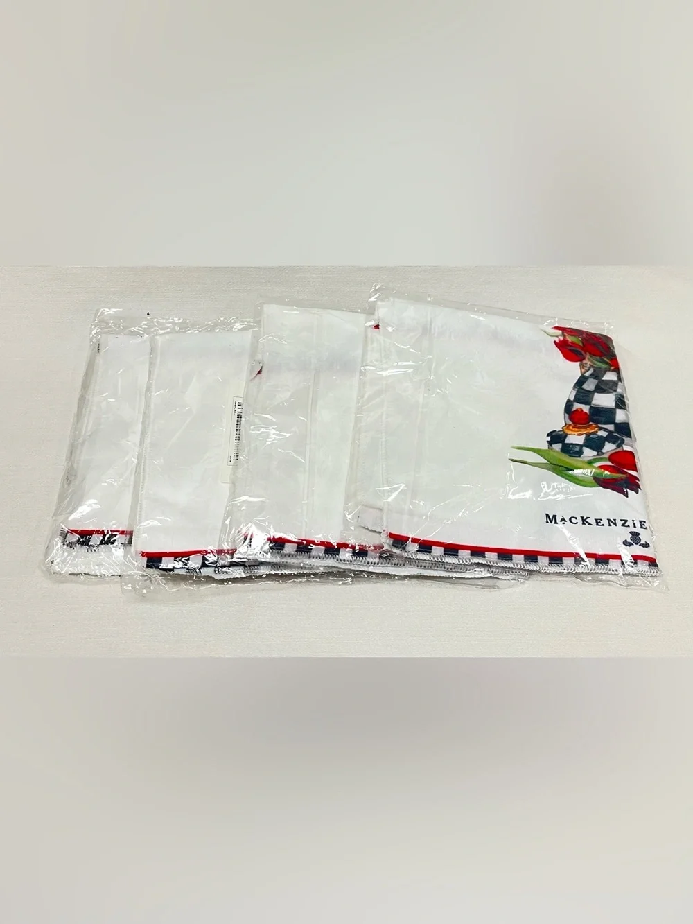 New - MacKenzie Childs Tea Kettle Check Dish Towel - set of 4